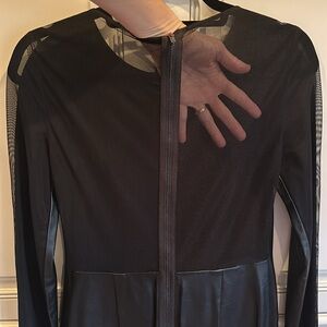 Mesh Back Faux Leather Dress - Boutique